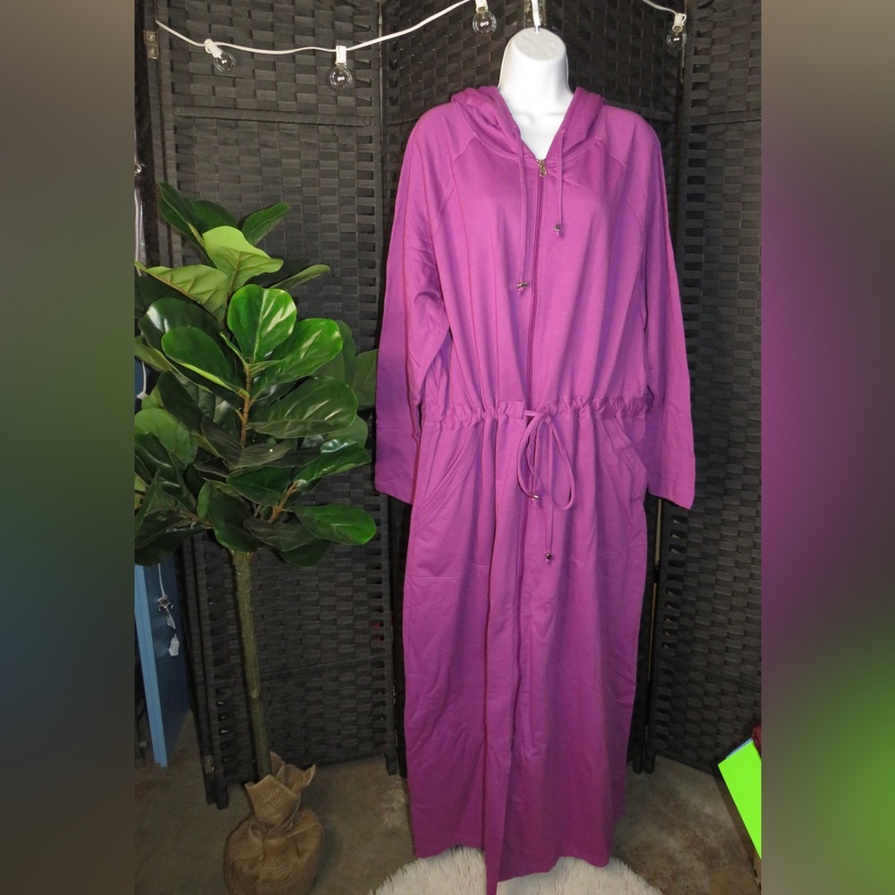 Dreams & Co long zip up house dress size L-3X